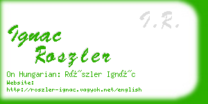 ignac roszler business card